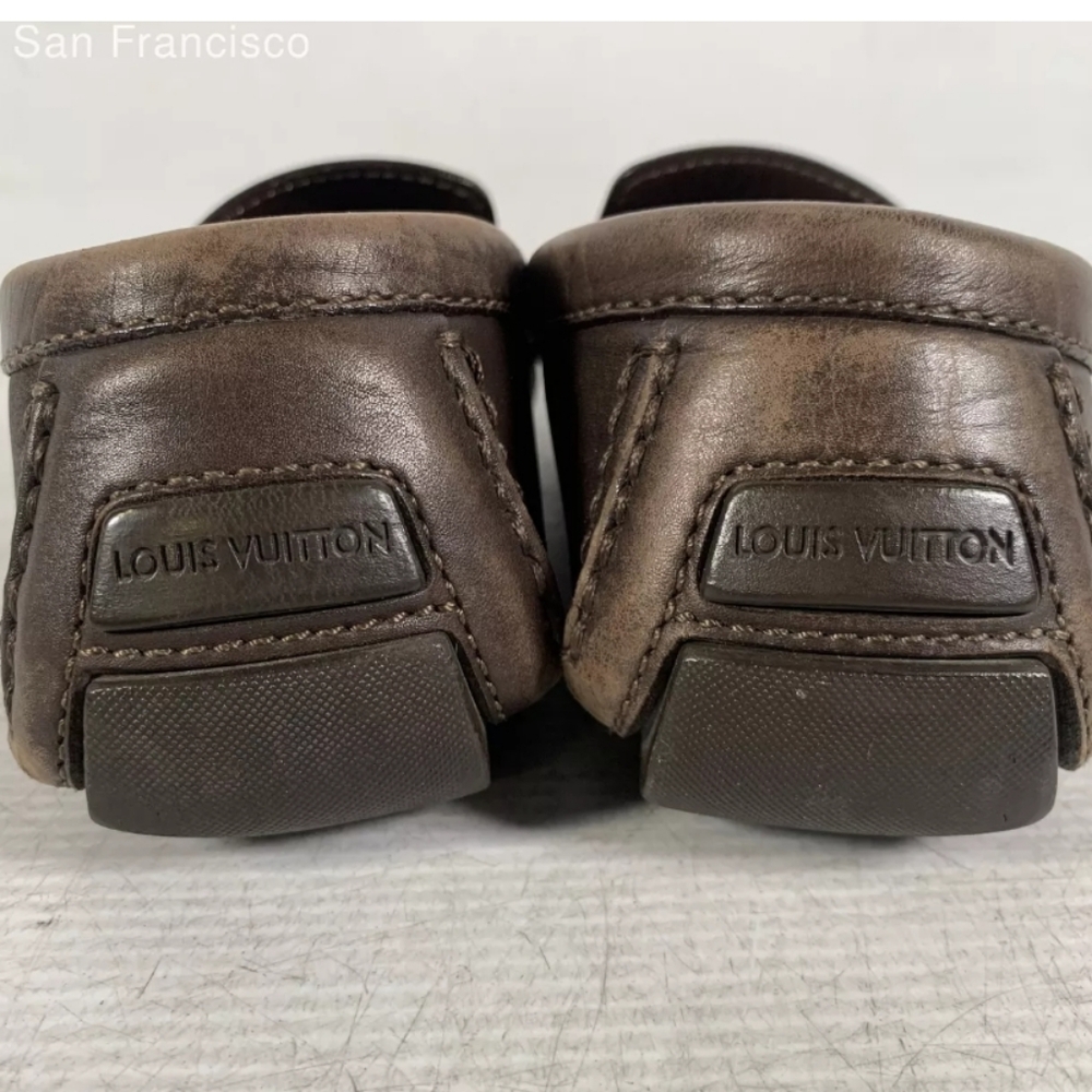 Authentic Louis Vuitton Brown Leather Loafers - Picture 3 of 10